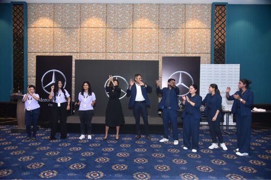 Shilpi Goel alongside her team and Mercedes' team at the healthy recipe workshop hosted by Mercedes at Mayfair, Raipur