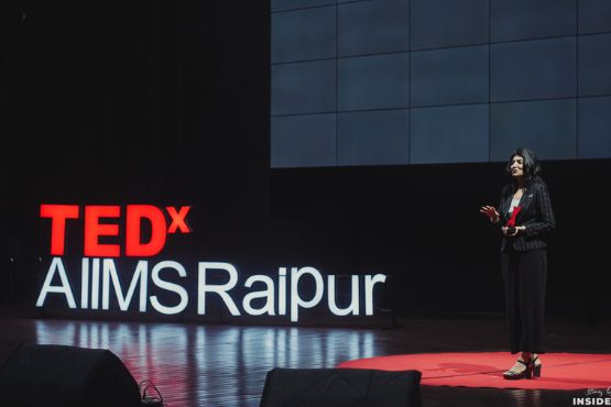 Shilpi Goel presenting at TedX, AIIMS, Raipur